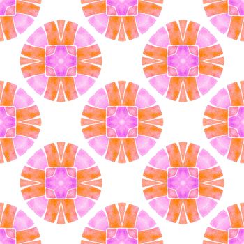 Trendy organic green border. Orange appealing boho chic summer design. Organic tile. Textile ready fine print, swimwear fabric, wallpaper, wrapping.