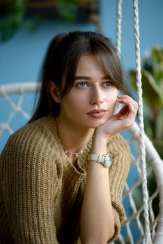 Beautiful young brunette woman portrait.