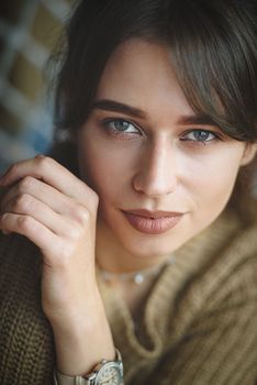 Beautiful young brunette woman portrait.