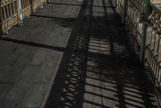 Nonthaburi, Thailand - JUL 21,2019 :  The corridor of old city hall, European style building. The vintage white wooden house was left to deteriorate over time, Once be Former city hall, established on 1548, is tranformed to be the museum of Nonthaburi in 2009.