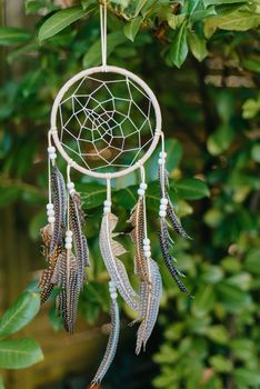 dream catcher with beautifu background. boho chic, ethnic amulet. (Vintage style)