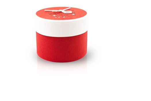 red white round gift box isolated