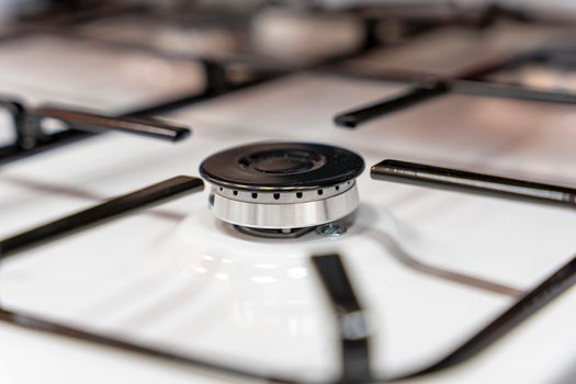 gas burner close-up. Home gas stove. The hob in the kitchen.