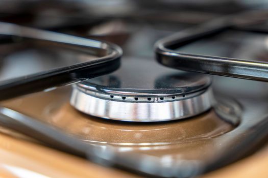 gas burner close-up. Home gas stove. The hob in the kitchen.