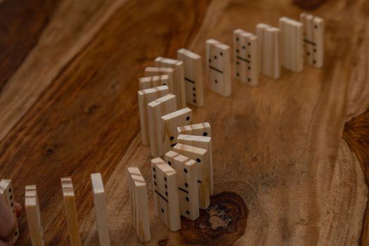 wooden dominoes in a row
