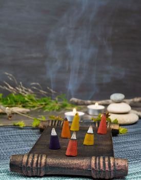 zen image with different types of incense with smoke