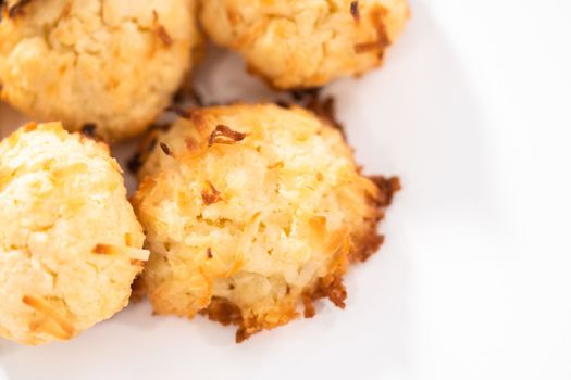 Homemade coconut cookies with coconut flakes.