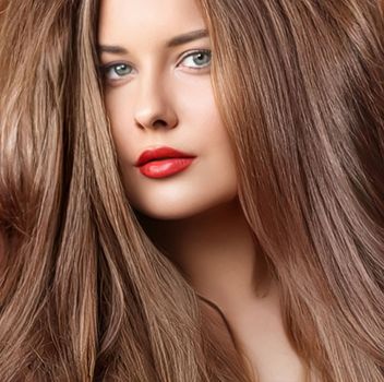 Hairstyle, beauty and hair care, beautiful woman with long natural brown hair, glamour portrait for hair salon and haircare brand