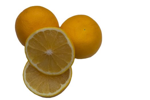 Fresh Grapefruit with juicy slice. Rich with vitamin C isolated on white background