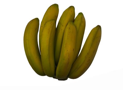 Near-ripe bananas isolated on a white background