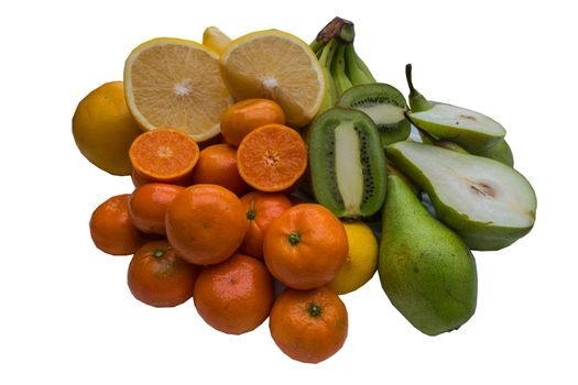 Huge group of fruits isolated on a white background.