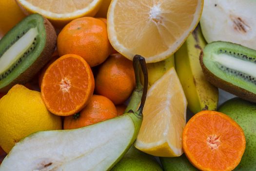 Fresh fruits background.Healthy eating, dieting concept, clean eating.