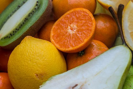 Fresh fruits background.Healthy eating, dieting concept, clean eating.