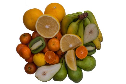 Huge group of fruits isolated on a white background.