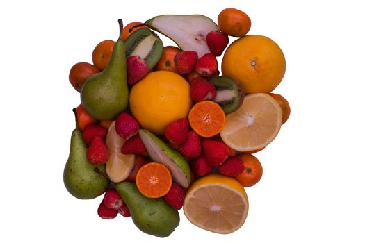 Huge group of fruits isolated on a white background.