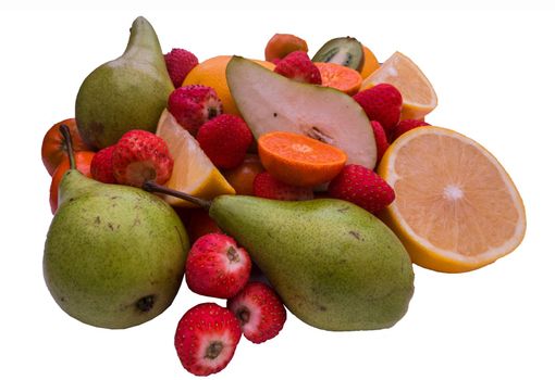 Huge group of fruits isolated on a white background.