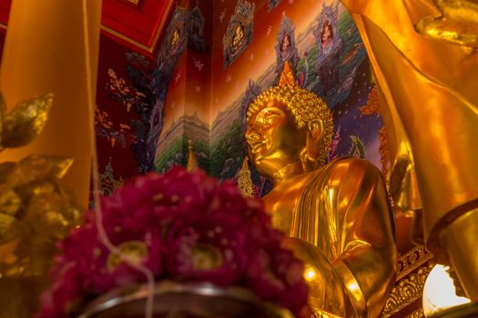 Buddha images in beautiful the church, Thai temple, Buddhism