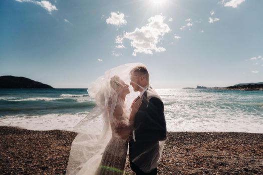 wedding couple on the French Riviera.Wedding in Provence.Bride and groom in France.