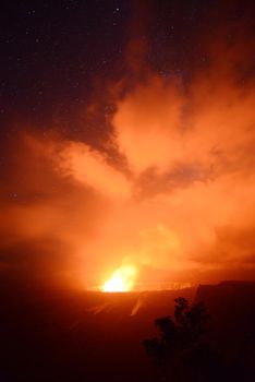 Kilauea Crater at night