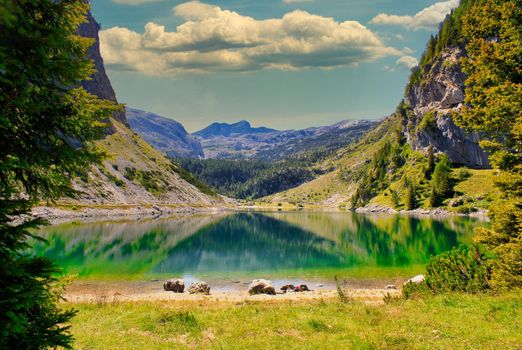 View of krnsko lake in the summer, Slovenia - Europe