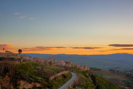 View of Leonforte, little town in the middle of Sicily