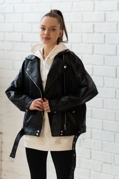 zipper style background jacket white black design leather clothes casual clothing isolated fashion