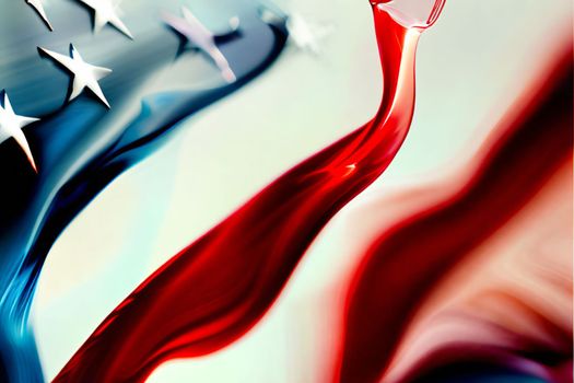 abstract American flag displayed as a liquid