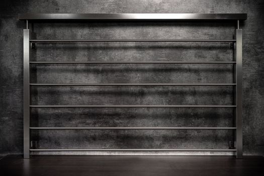 stainless steel railings on a dark background. High quality photo