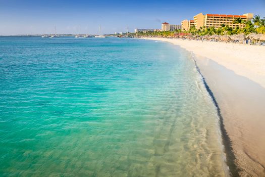 Idyllic Beach on Aruba island in the Caribbean Sea, Dutch Antilles