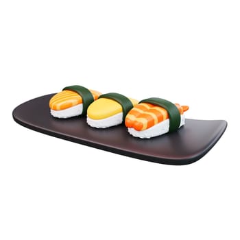 3d illustration of asian food sushi