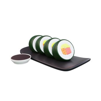 3d illustration of asian food sushi