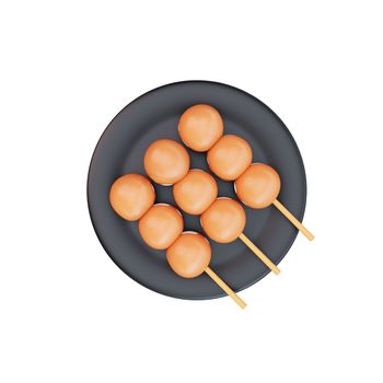 3d illustration of asian food dango,japanese food