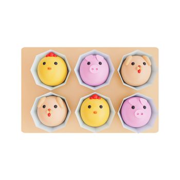 3d illustration of asian food Mochi character cute,japanese food