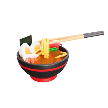 3d illustration of asian food ramen, japanese food