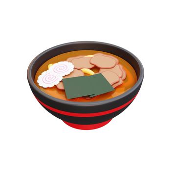 3d illustration of asian food ramen, japanese food