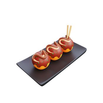 3d illustration of asian food takoyaki, japanese food