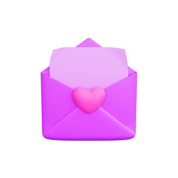 3d rendering valentine's day love letter icon