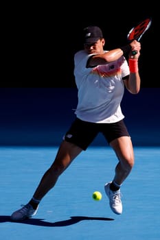 MELBOURNE, AUSTRALIA - JANUARY 23: Ben Shelton of USA plays J.J. Wolf of USA in the 4th round on day 8 of the 2023 Australian Open at Melbourne Park on January 23, 2023 in Melbourne, Australia.