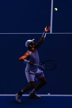 MELBOURNE, AUSTRALIA - JANUARY 23: J.J. Wolf of USA plays Ben Shelton of USA in the 4th round on day 8 of the 2023 Australian Open at Melbourne Park on January 23, 2023 in Melbourne, Australia.