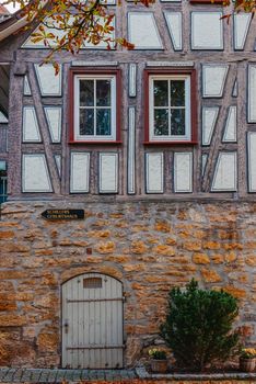 The Old Fachwerk houses in Germany. Scenic view of ancient medieval urban street architecture with half-timbered houses in the Old Town of Germany