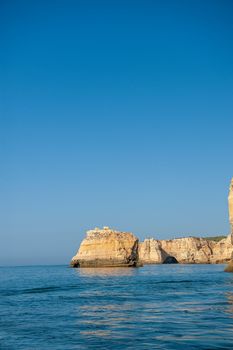Rock formations on the Algarve coast in Portugal