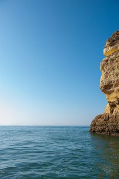 Rock formations on the Algarve coast in Portugal