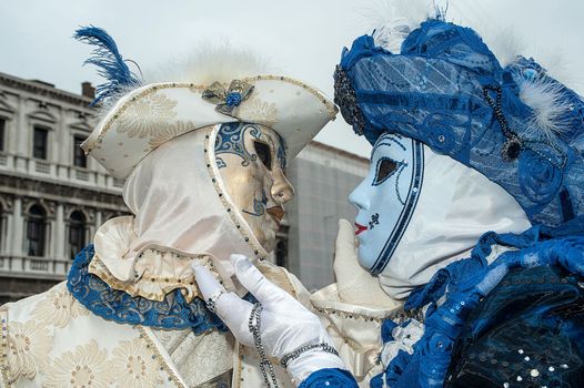 VENICE, ITALY - Febrary 7 2018: The masks of the Venice carnival 2018