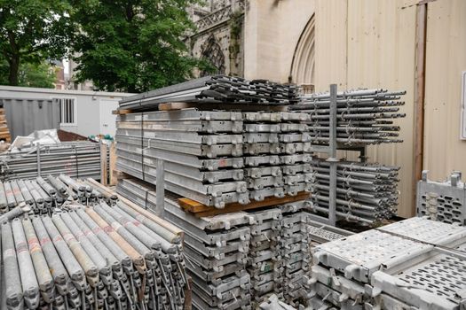 Metal scaffolding for church renovation