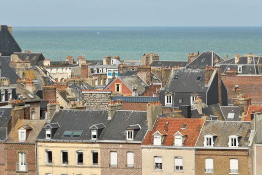 Top view from above to the city of Dieppe