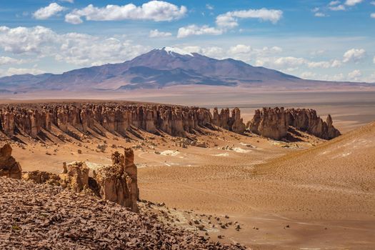 Dirt Road in Peaceful Moon Valley dramatic landscape at Sunset, Atacama Desert, Chile