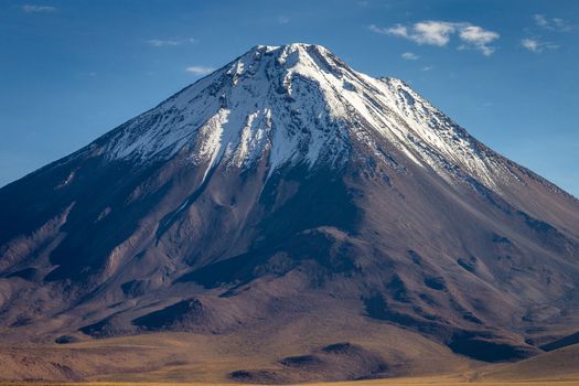 Licancabur and Peaceful dramatic volcanic landscape at Sunset, Atacama Desert, Chile