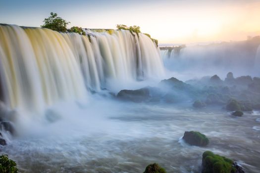 Dramatic Iguacu falls on Argentina Side from southern Brazil side, South America