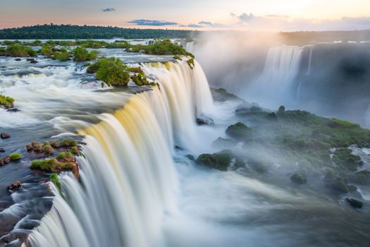 Dramatic Iguacu falls on Argentina Side from southern Brazil side, South America
