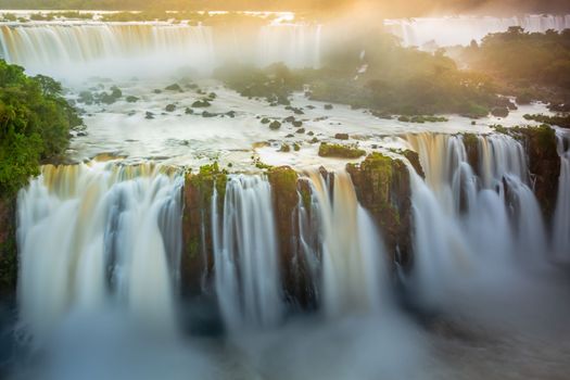 Dramatic Iguacu falls on Argentina Side from southern Brazil side, South America